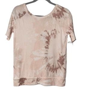 POOF NEW YORK PINK TIE DYE RIBBED STRETCH TOP MEDIUM